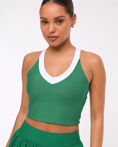Abercrombie & Fitch Ypb Sculptlux Racerback V-neck Tank In Green