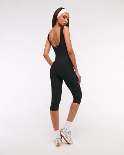 Abercrombie & Fitch Ypb Sculptlux Slash Capri Onesie In Black