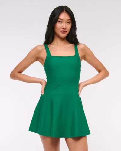 Abercrombie & Fitch Ypb Sculptlux Squareneck Mini Dress In Green