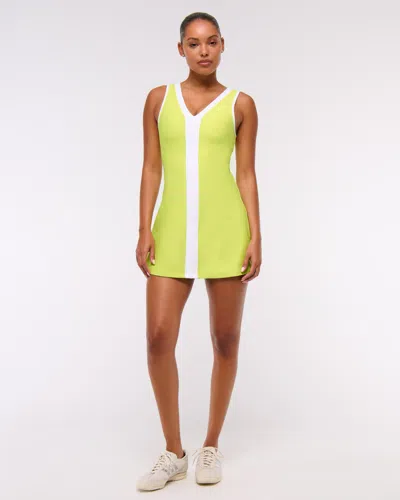 Abercrombie & Fitch Ypb Sculptlux V-neck Mini Dress In Green