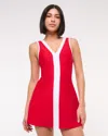 Abercrombie & Fitch Ypb Sculptlux V-neck Mini Dress In Red