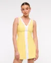 Abercrombie & Fitch Ypb Sculptlux V-neck Mini Dress In Yellow