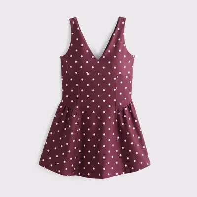 Abercrombie & Fitch Ypb Sculptlux V-neck Flirty Mini Dress In Dark Maroon