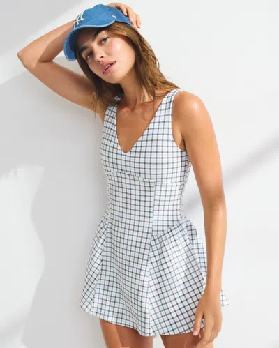 Abercrombie & Fitch Ypb Sculptlux V-neck Mini Dress In Blue