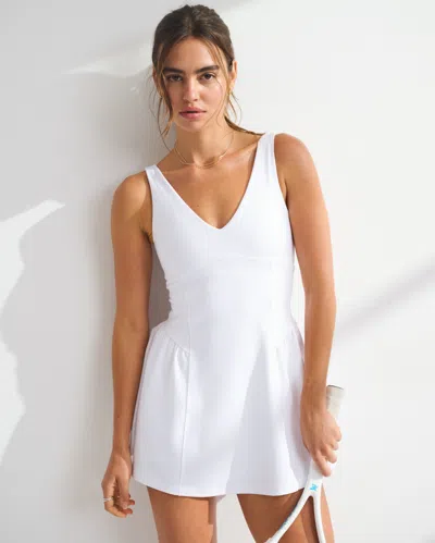 Abercrombie & Fitch Ypb Sculptlux V-neck Mini Dress In White