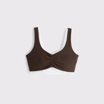 Abercrombie & Fitch Ypb Studioflex Double-layered Sports Bra In Brown