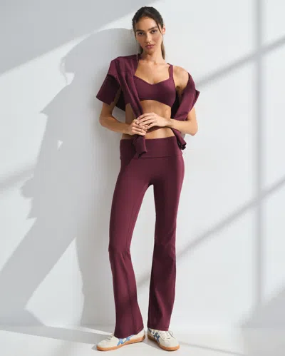 Abercrombie & Fitch Ypb Studioflex Foldover Mini Flare Legging In Burgundy
