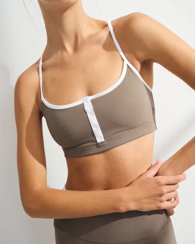 Abercrombie & Fitch Ypb Studioflex Henley Sports Bra In Brown