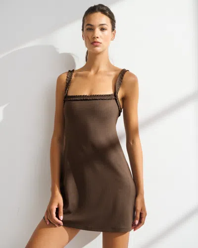 Abercrombie & Fitch Ypb Studioflex Scrunchie Strap Mini Dress In Brown