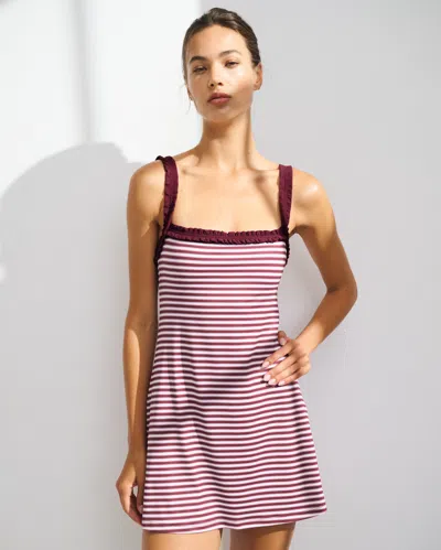 Abercrombie & Fitch Ypb Studioflex Scrunchie Strap Mini Dress In Burgundy