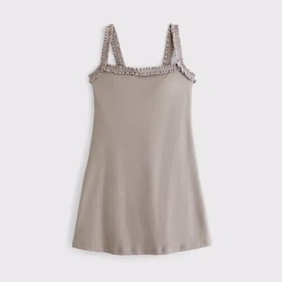 Abercrombie & Fitch Ypb Studioflex Scrunchie Strap Mini Dress In Sand