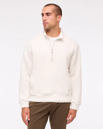 Abercrombie & Fitch Ypb Textured Ribbed Half-zip In White