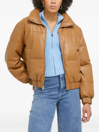 Abercrombie & Fitch Zip Padded Jacket In Brown