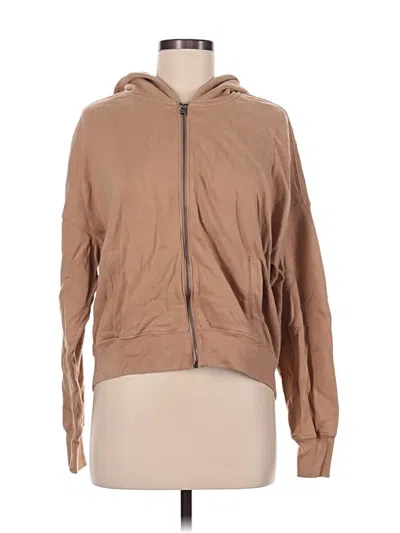 Pre-owned Abercrombie & Fitch Zip Up Hoodie In Tan