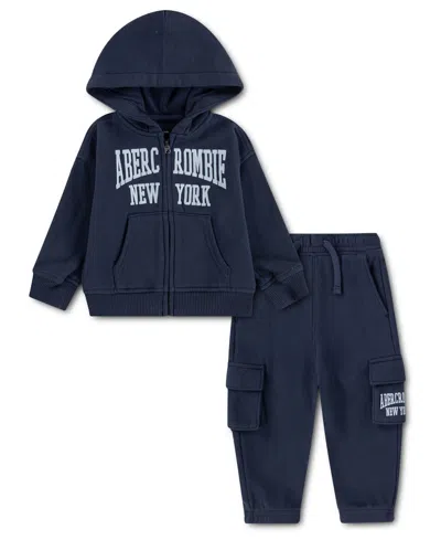 Abercrombie Baby Boys' Full-zip Hoodie And Cargo Pants, 2-piece Set In Blue