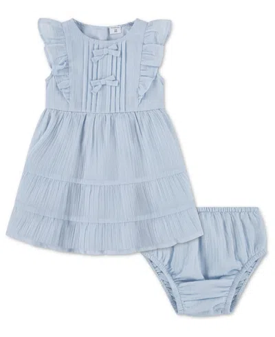 Abercrombie Baby Girls' Pintuck Flutter Dress And Diaper Cover, 2-piece Set In Blue