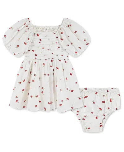 Abercrombie Baby Girls' Puff Sleeve Dress And Diaper Cover, 2-piece Set In White