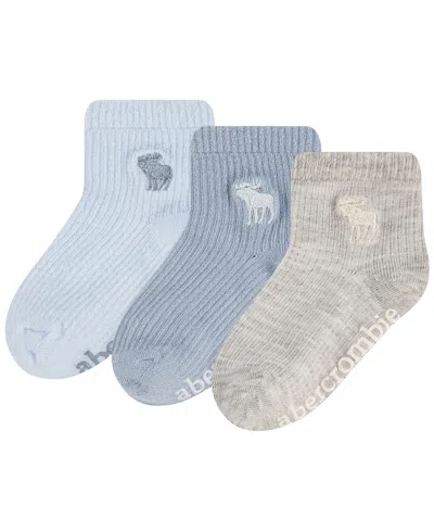 Abercrombie Kids' Boys' And Girls' 6m-4t Ribbed Socks, 3-pack In Blue