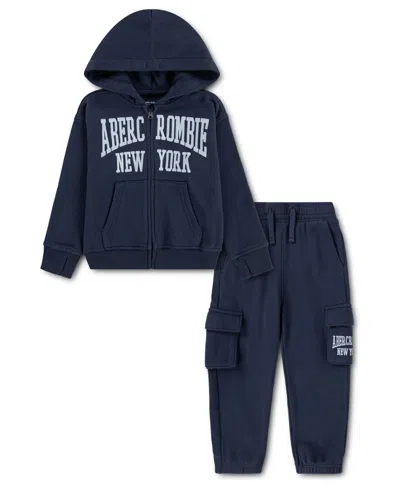 Abercrombie Babies' Boys' Full-zip Hoodie And Cargo Pants, 2-piece Set In Blue