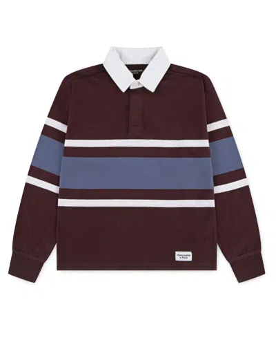 Abercrombie Kids' Boys Long Sleeve Rugby Polo Shirt In Brown