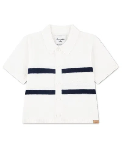 Abercrombie Babies' Boys' Striped Button Through Sweater In White
