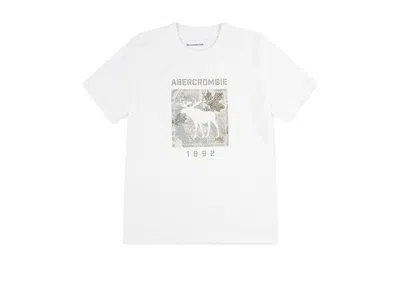 Abercrombie Camo Moose Fill T-shirts (big Kid) Boy's T Shirt Bright White : 13-14 (big Kids), Cotton/polyester