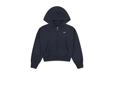 Abercrombie Essential Full Zip Hoodie (big Kid) Girl's Sweatshirt Anf Anthracite : 7-8 (big Kids), Cotton/polyes In Blue