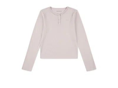 Abercrombie Essential Long Sleeve Henley (big Kid) Girl's T Shirt Mauve Chalk W/rose Gold : 5-6 (little Kids) In Neutral