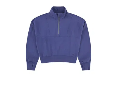 Abercrombie Essential Quarter Zip Pullover (big Kid) Girl's Sweatshirt Skipper Blue : 15-16 (big Kids), Cotton/p