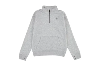 Abercrombie Essentials Quarter Zip (big Kid) Boy's Sweatshirt Anf Light Grey Heather : 15-16 (big Kids), Cotton/ In Gray