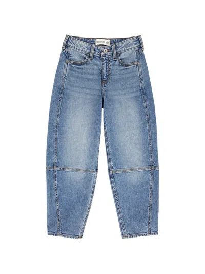 Abercrombie Fitch Kids' Balloon-fit Panelled Jeans In Blue