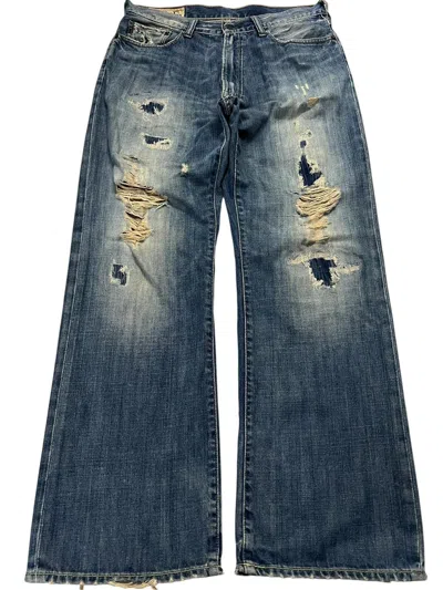 Pre-owned Abercrombie Fitch Flarevintage Abercrombie & Fitch Distress Ripped Jean In Blue