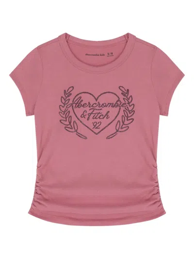 Abercrombie Fitch Kids' Logo-detail T-shirt In Pink