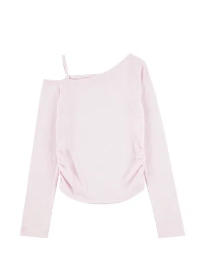 Abercrombie Fitch Kids' One-shoulder Long-sleeve Top In Pink