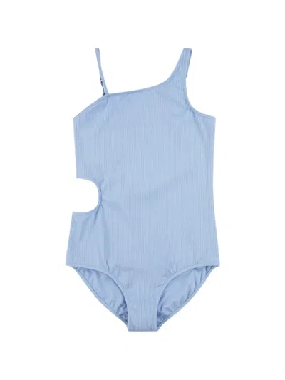 Abercrombie Fitch Kids' Ribbed Cut-out Swimsuit In Blue