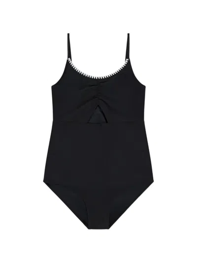 Abercrombie Fitch Scallop-trim Swimsuit In Black