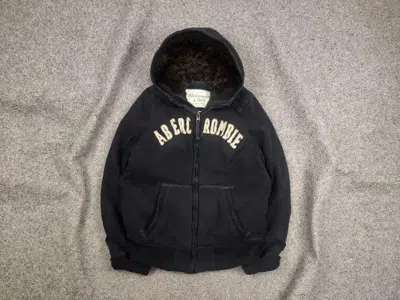 Pre-owned Abercrombie Fitch Vtg If Six Was Nine Style Abercrombie & Fitch Fur Zip Hoodie In Blue