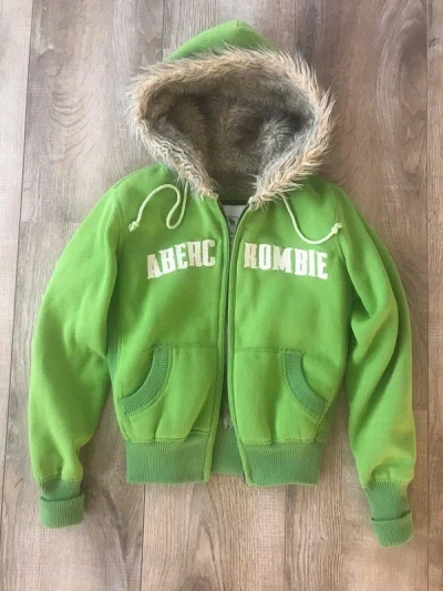 Pre-owned Abercrombie Fitch X If Six Was Nine Styled Fur Hoodie Sherpa Green Lgb