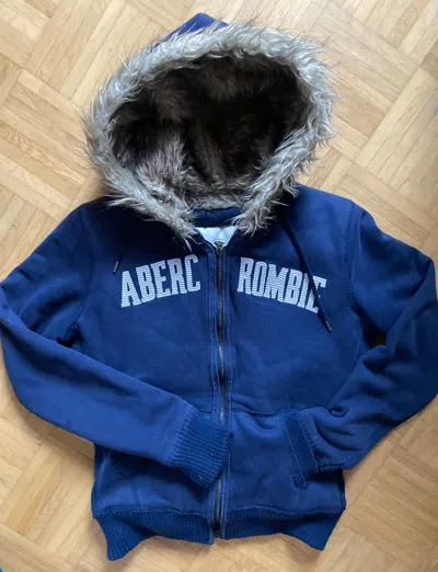Pre-owned Abercrombie Fitch X If Six Was Nine Styled Fur Hoodie Sherpa Navy If6was9 Lgb