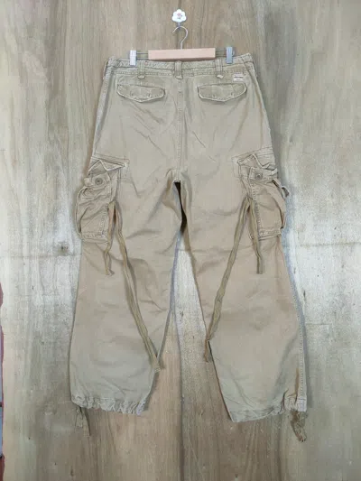Pre-owned Abercrombie Fitch X Vintage Faded Parachute Bondage Baggy Cargo Pants In Brown