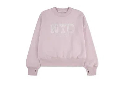 Abercrombie Gingham Nyc Sweatshirt (big Kids) Girl's Sweatshirt Chalk Pink : 5-6 (little Kids)