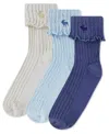 Abercrombie Girls 3-pack Crew Length Lettuce Hem Socks In Multi