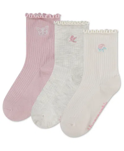 Abercrombie Kids' Girls 3-pack Half-crew Lettuce Socks In Pink