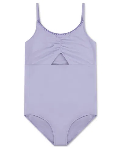 Abercrombie Kids' Girls' 5-17 Cinched Cutout Round Neck One-piece Swimsuit In Purple