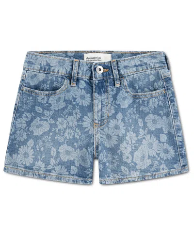 Abercrombie Kids' Girls' 5-18 High Rise Relaxed Floral Denim Shorts In Blue
