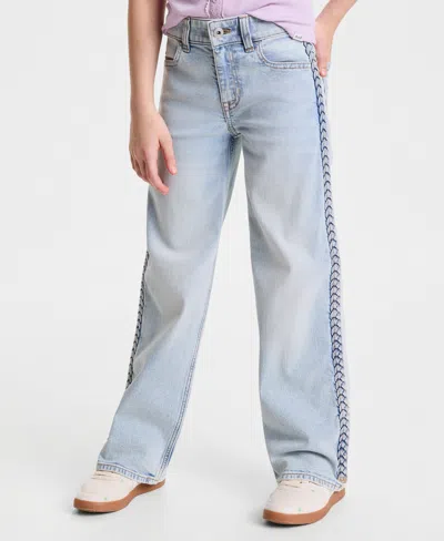 Abercrombie Kids' Girls' 5-16 Braided High-rise Wide-leg Jeans In Blue