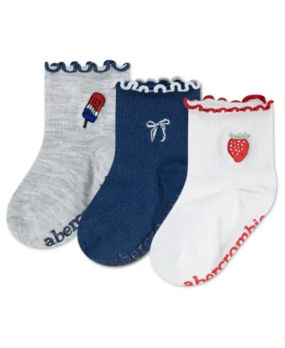 Abercrombie Kids' Girls' 6m-4t Crew Socks, 3-pack In Multi