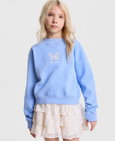Abercrombie Kids' Girls' 7-16 Butterfly Crewneck Sweatshirt In Blue