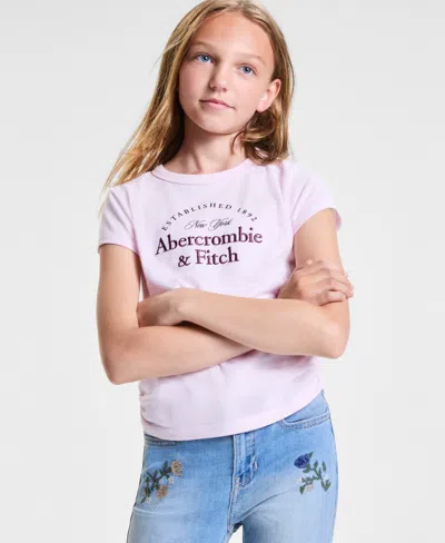 Abercrombie Kids' Girls Anf Heritage Logo Graphic Ruched T-shirt In Purple