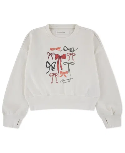 Abercrombie Kids' Girls Bows Logo Crew Sweatshirt In Blue